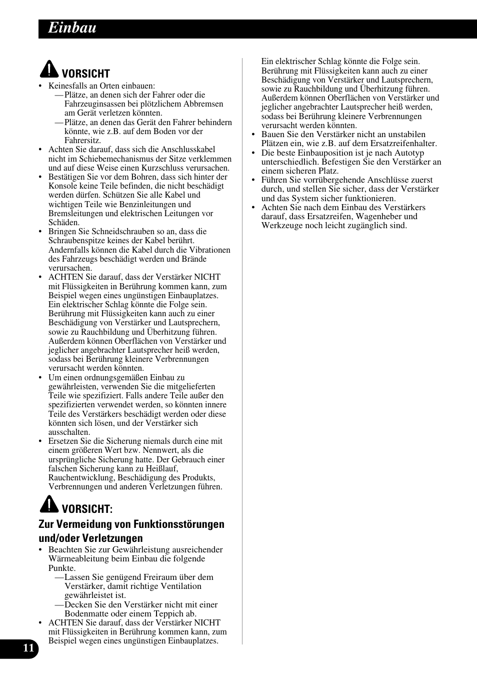 Einbau | Pioneer PRS-D410 User Manual | Page 40 / 99