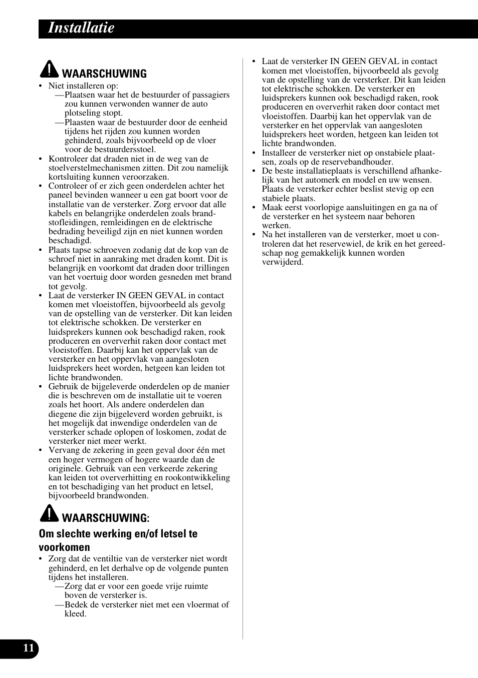 Installatie | Pioneer PRS-D410 User Manual | Page 82 / 99