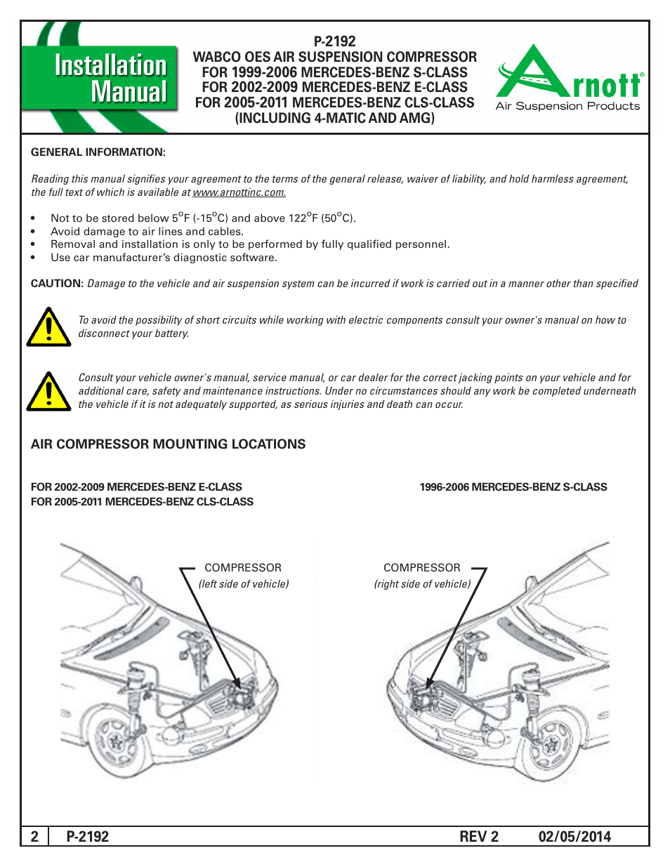 Air Suspension P-2192 REV 2 User Manual | Page 2 / 5
