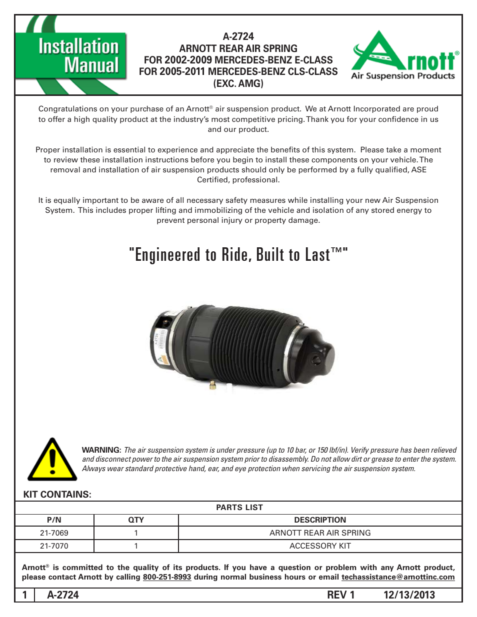 Air Suspension A-2724 REV 1 User Manual | 15 pages