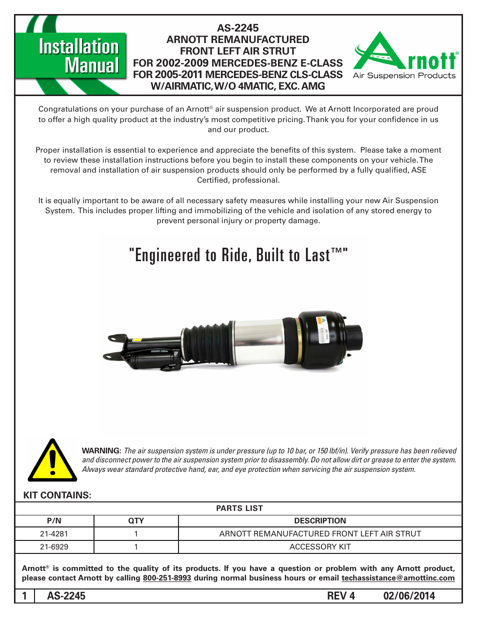 Air Suspension AS-2245 REV 4 User Manual | 7 pages