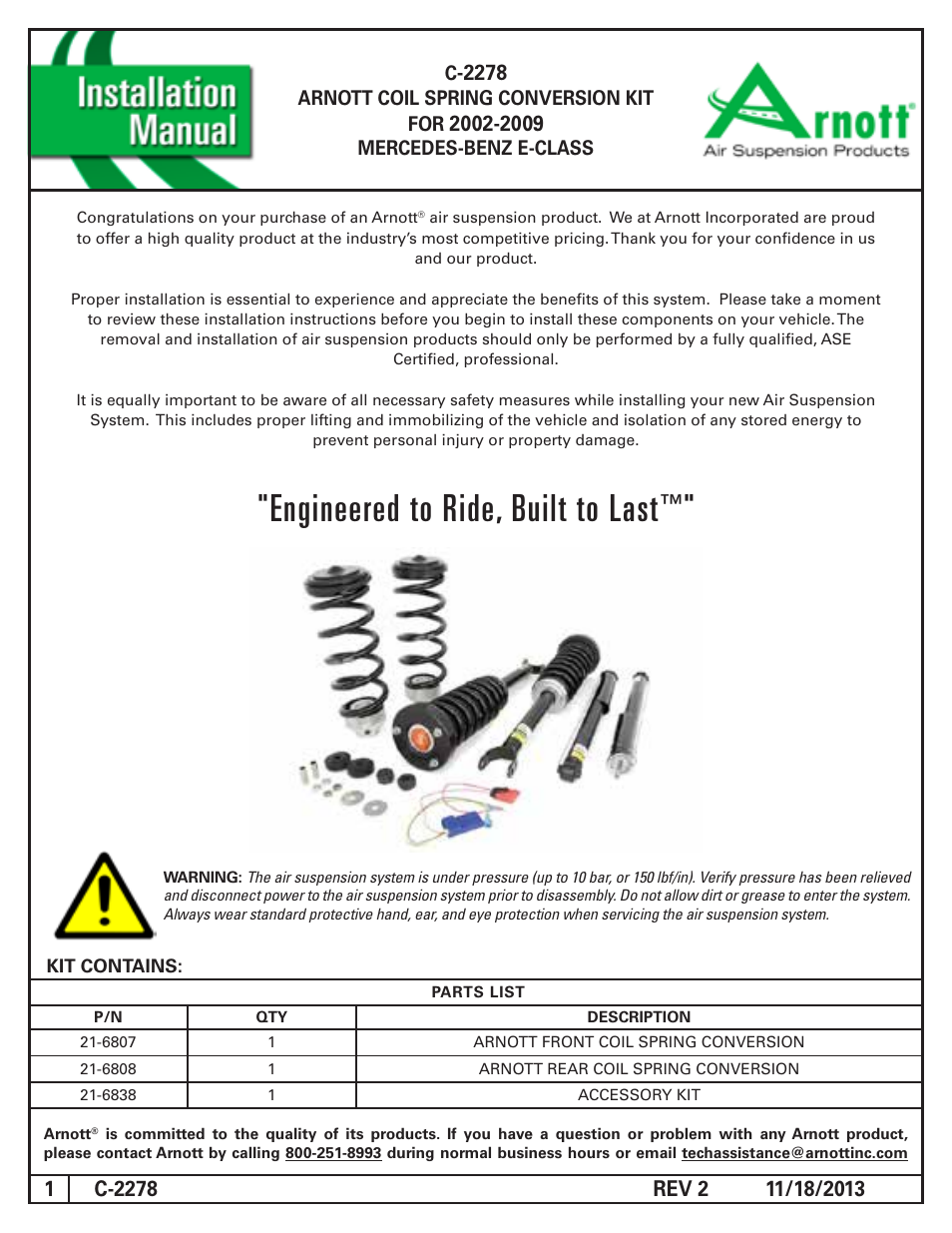 Air Suspension C-2278 REV 2 User Manual | 29 pages