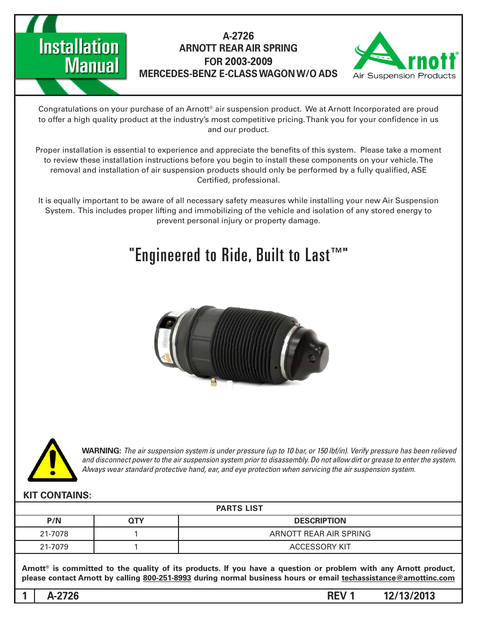Air Suspension A-2726 REV 1 User Manual | 7 pages