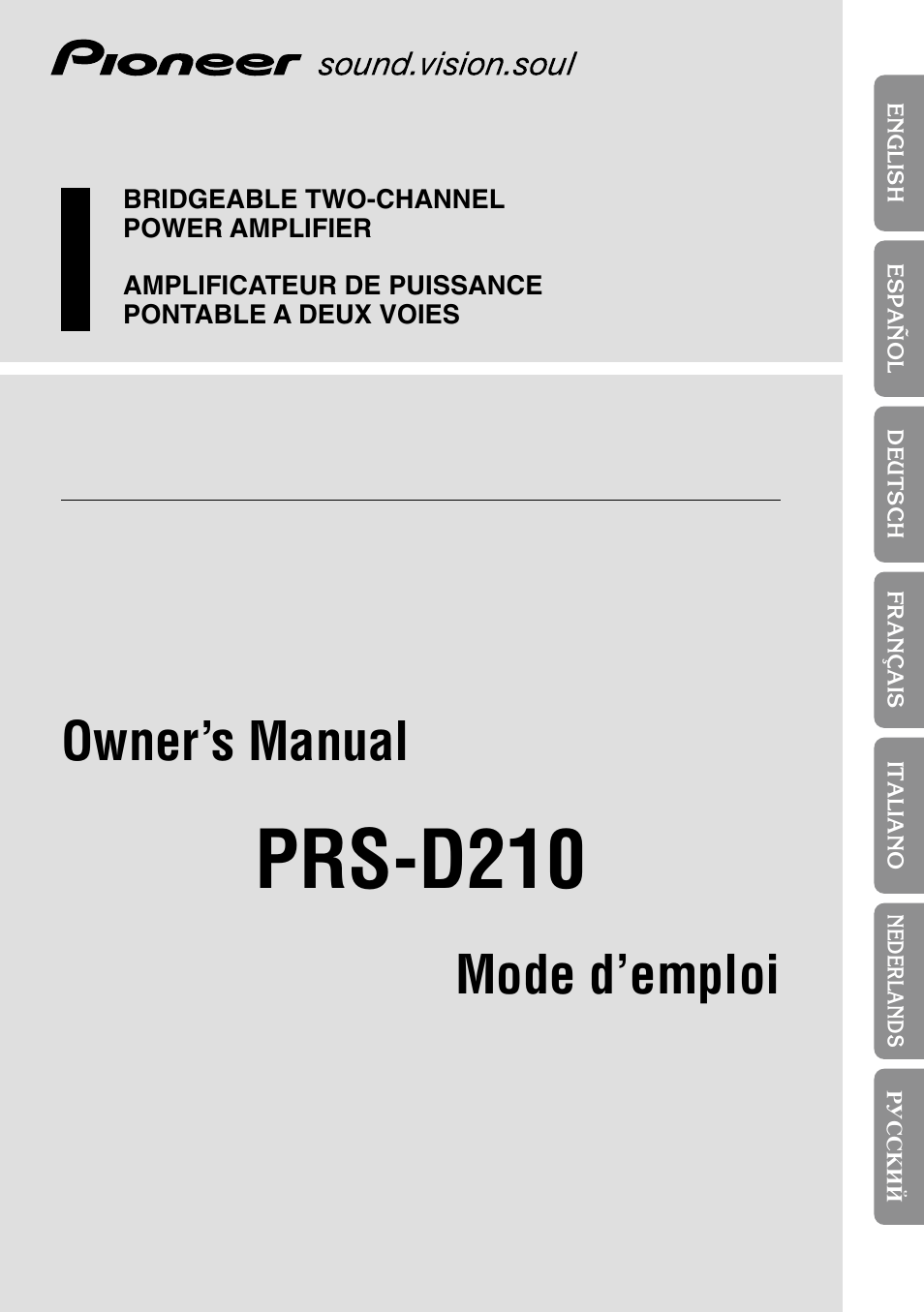 Pioneer PRS-D210 User Manual | 86 pages