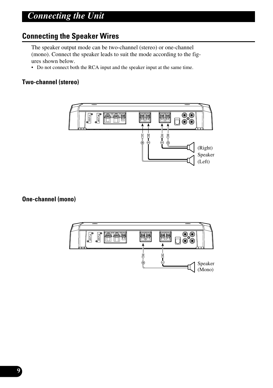 Connecting the speaker wires, Connecting the unit | Pioneer PRS-D210 User Manual | Page 10 / 86