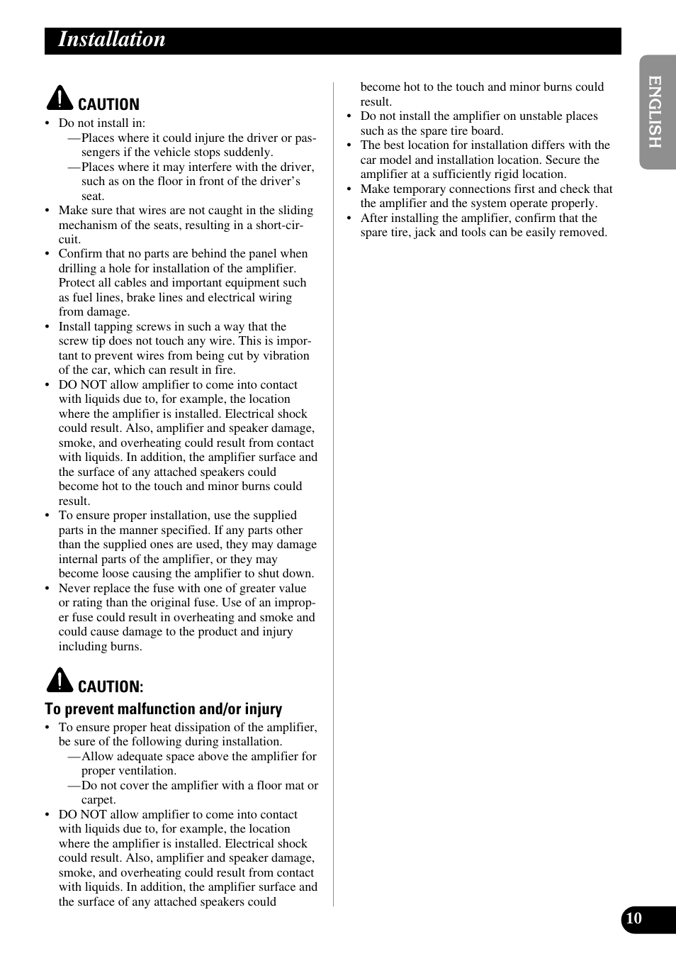 Installation | Pioneer PRS-D210 User Manual | Page 11 / 86