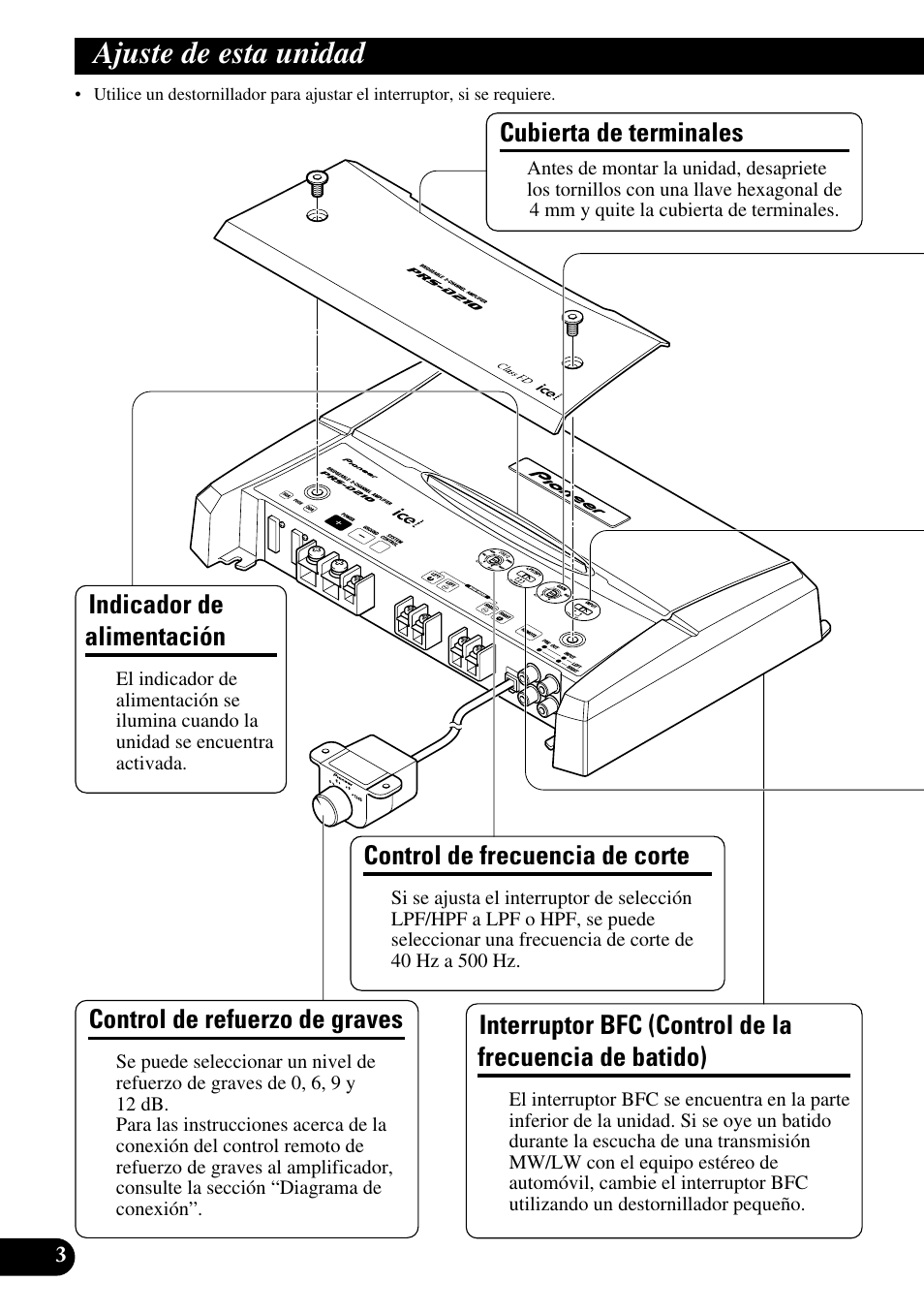 Ajuste de esta unidad, Control de la frecuencia de batido) | Pioneer PRS-D210 User Manual | Page 16 / 86