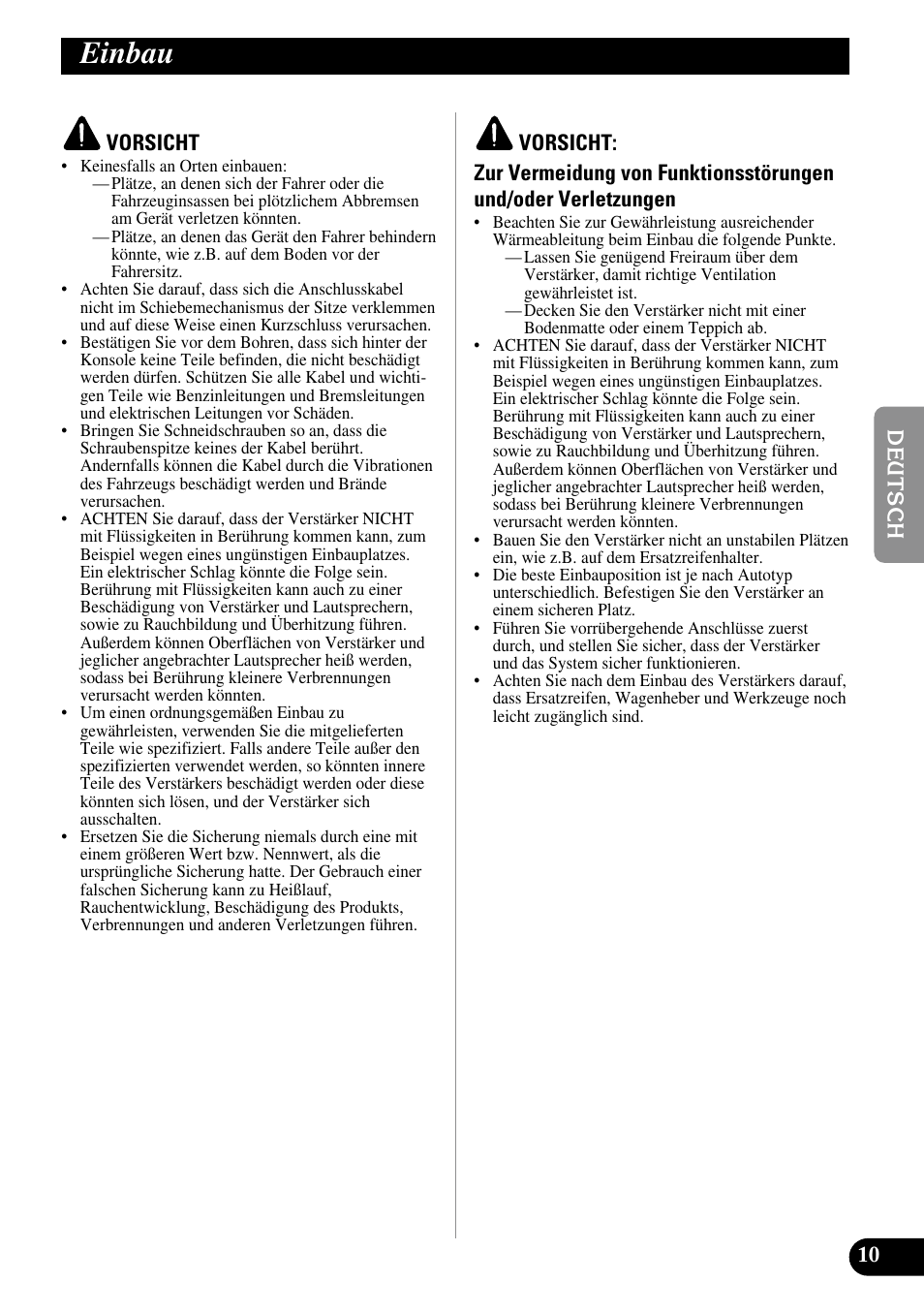 Einbau | Pioneer PRS-D210 User Manual | Page 35 / 86