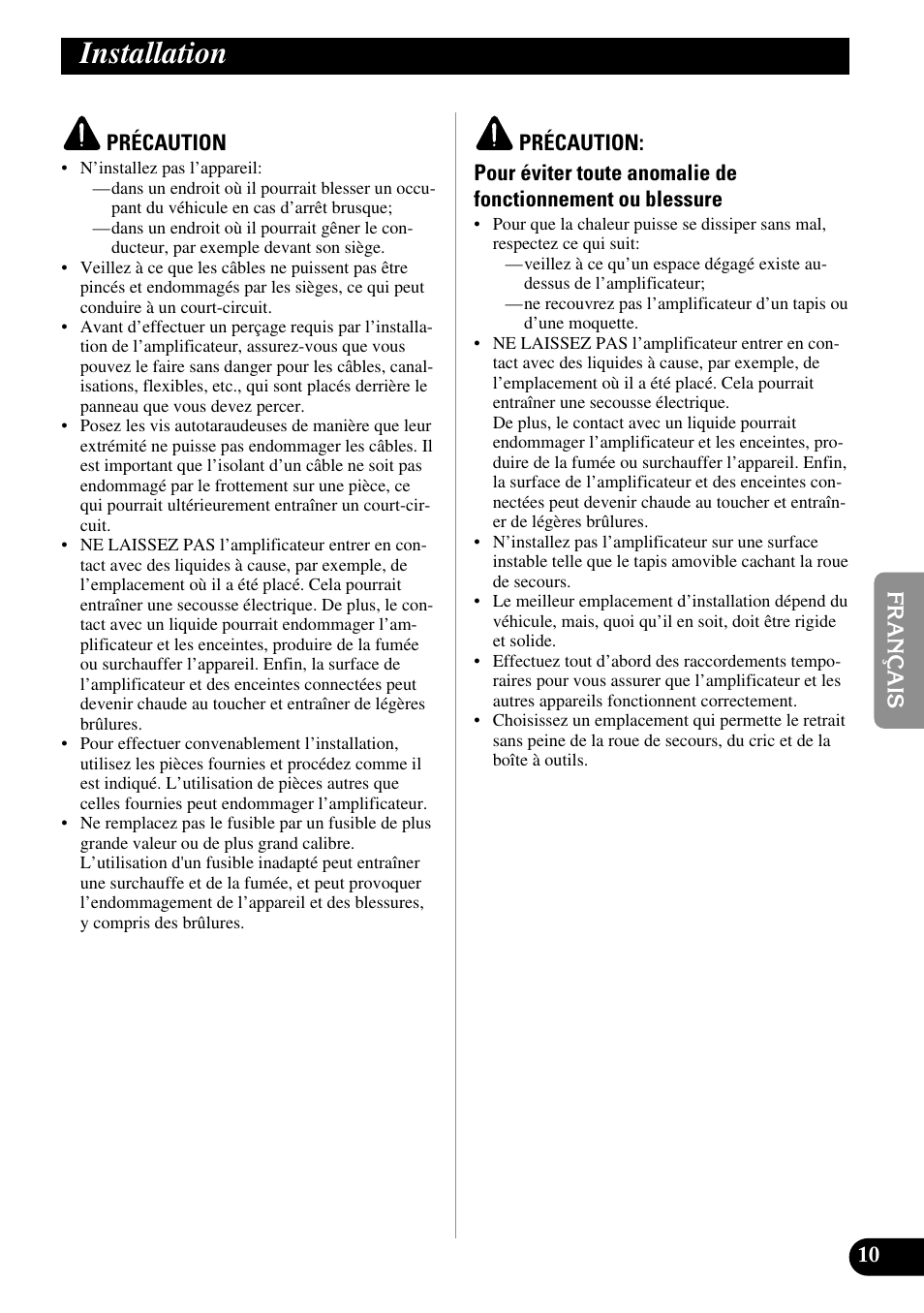 Installation | Pioneer PRS-D210 User Manual | Page 47 / 86