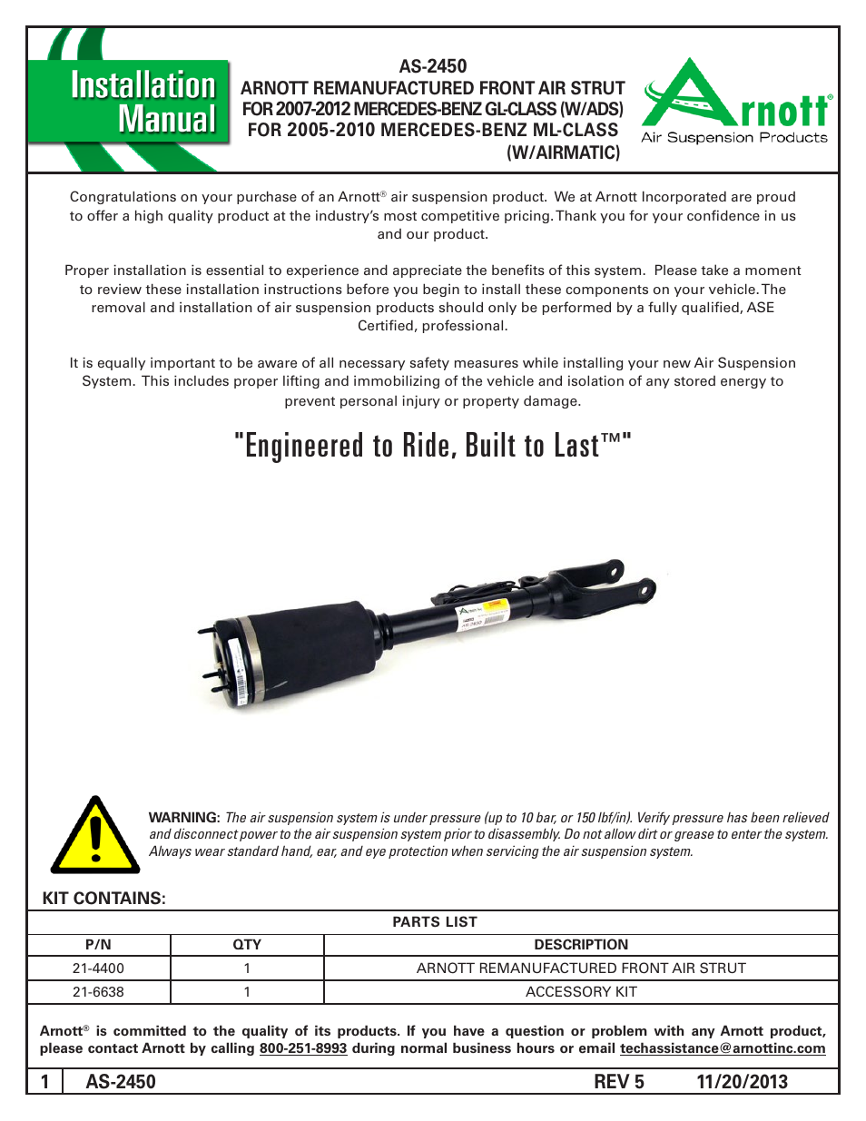 Air Suspension AS-2450 REV 5 User Manual | 5 pages