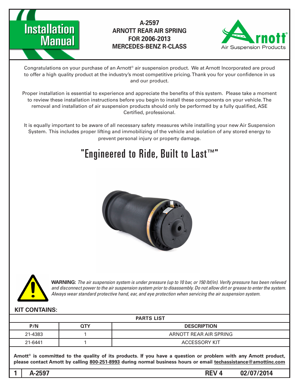 Air Suspension A-2597 REV 4 User Manual | 3 pages