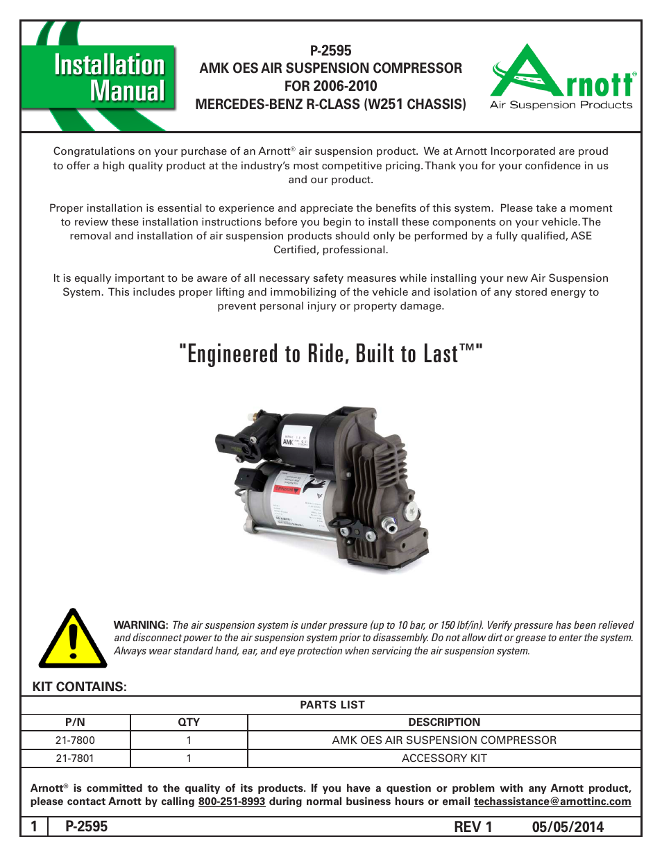 Air Suspension P-2595 REV 1 User Manual | 6 pages