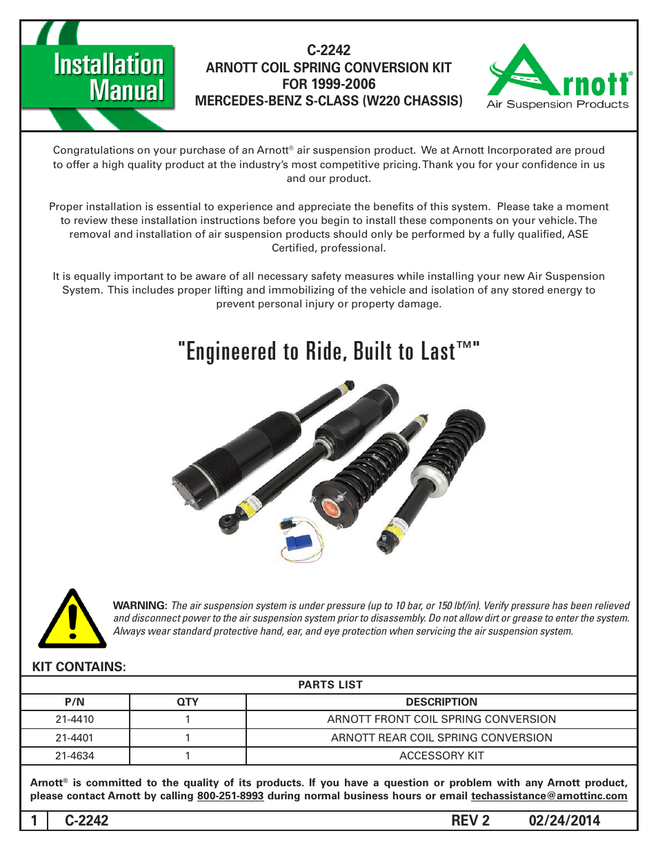 Air Suspension C-2242 REV 2 User Manual | 10 pages