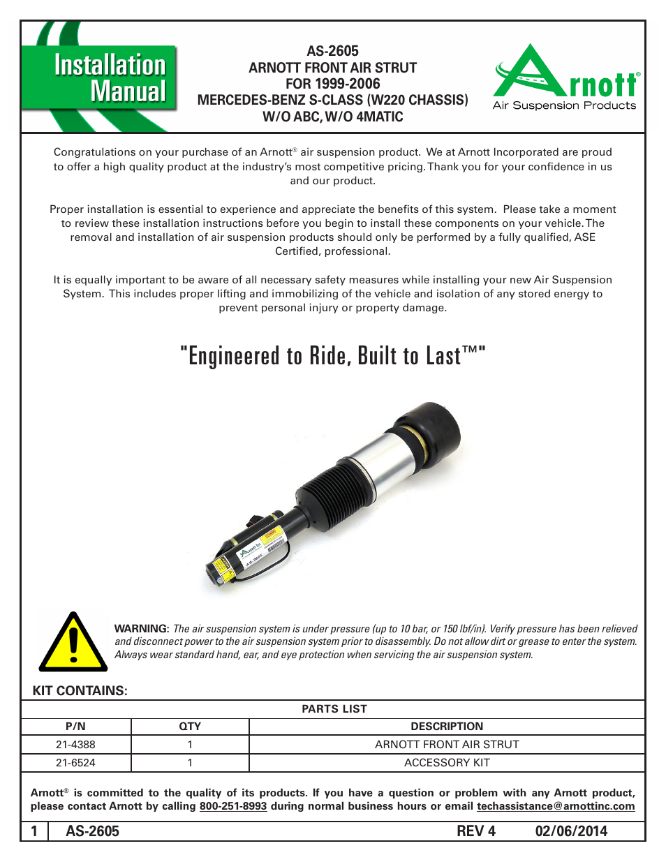 Air Suspension AS-2605 REV 4 User Manual | 4 pages