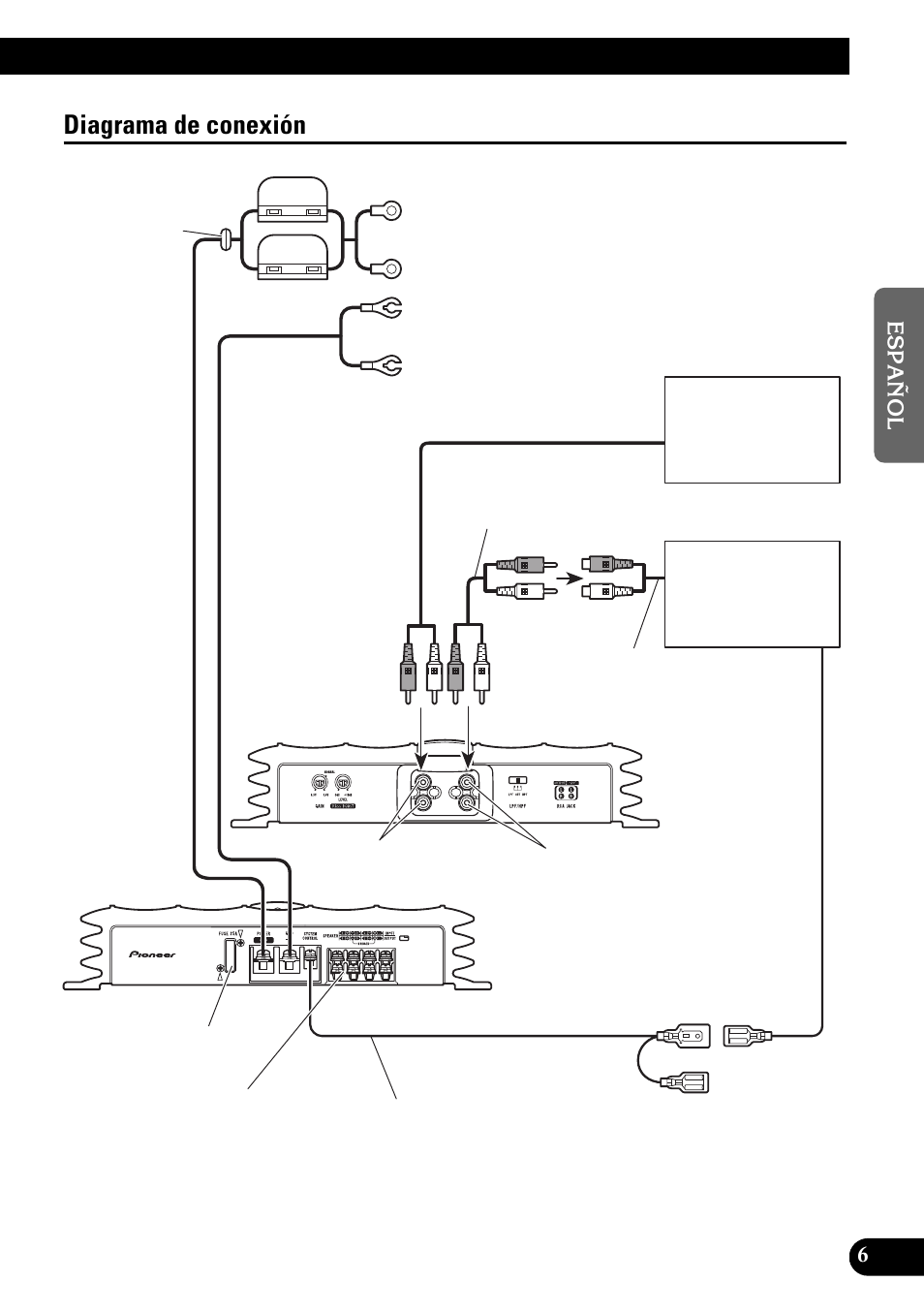 Diagrama de conexión | Pioneer GM-X642 User Manual | Page 17 / 64