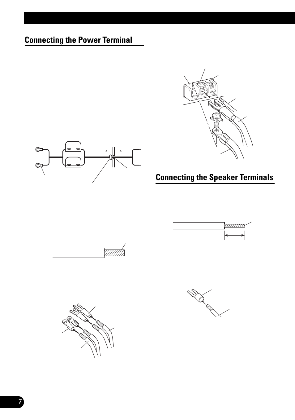 Connecting the unit, Connecting the power terminal, Connecting the speaker terminals | Pioneer GM-X642 User Manual | Page 8 / 64