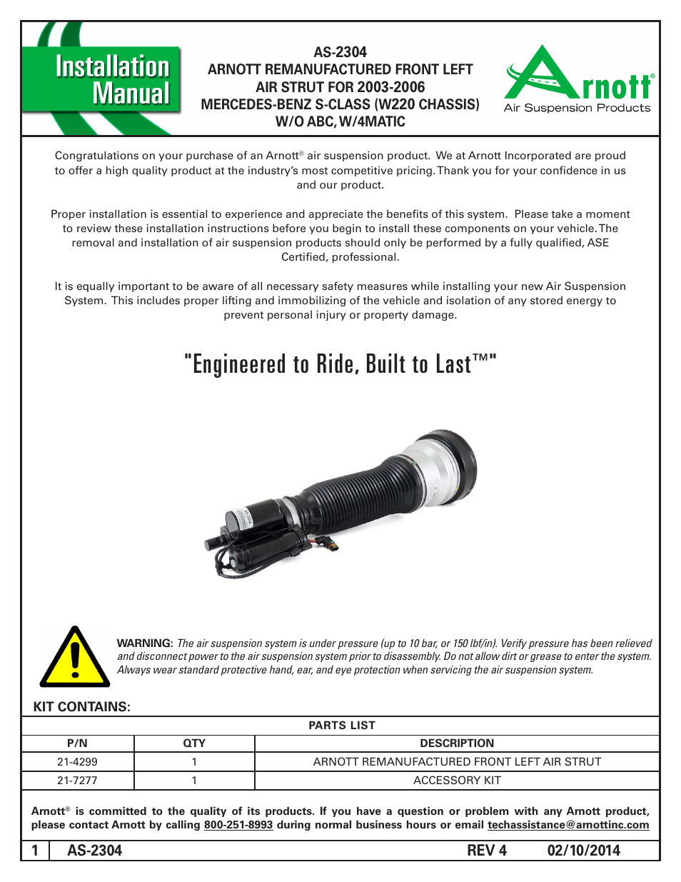 Air Suspension AS-2304 REV 4 User Manual | 4 pages