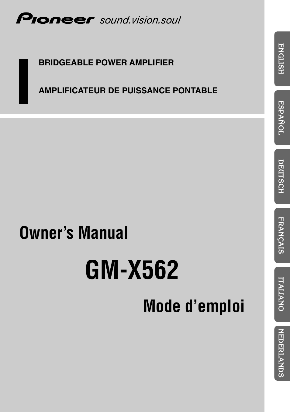 Pioneer GM-X562 User Manual | 76 pages