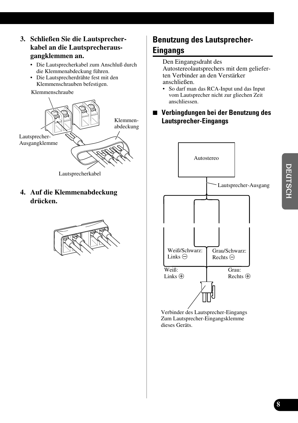 Benutzung des lautsprecher-eingangs, Benutzung des lautsprecher- eingangs | Pioneer GM-X562 User Manual | Page 33 / 76