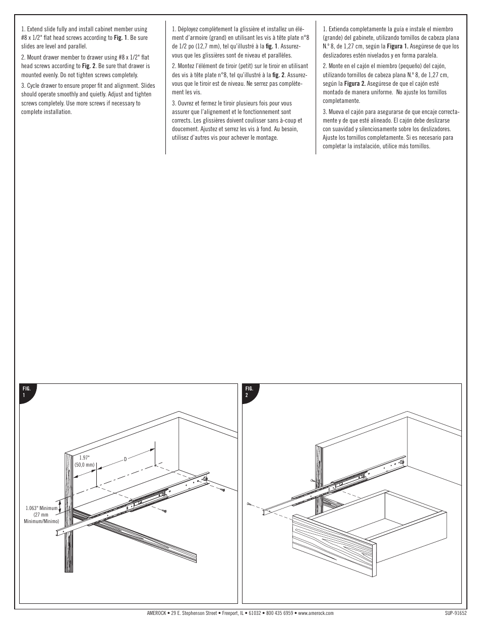 Amerock 706 Series Drawer Slide User Manual | Page 2 / 2