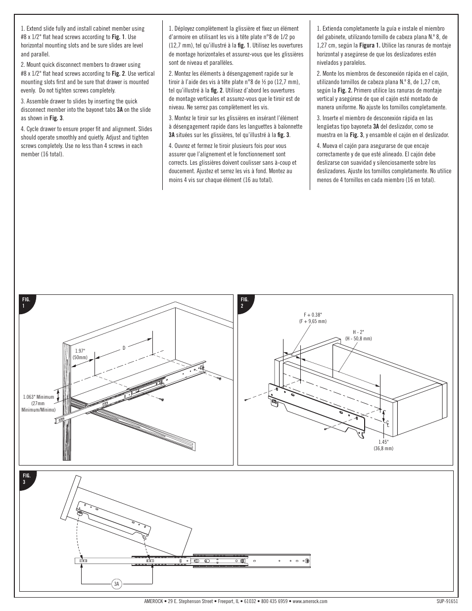 Amerock 705 Series Drawer Slide User Manual | Page 2 / 2