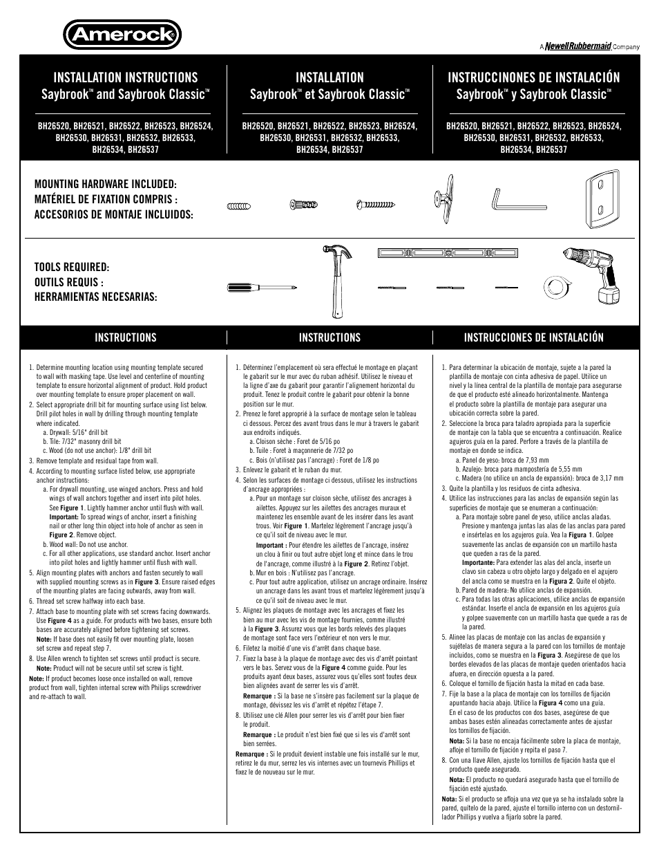 Amerock Saybrook Classic User Manual | 2 pages