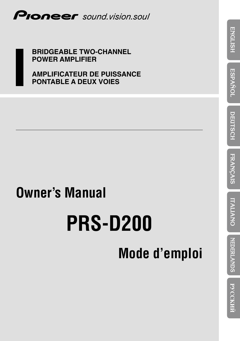 Pioneer PRS-D200 User Manual | 86 pages