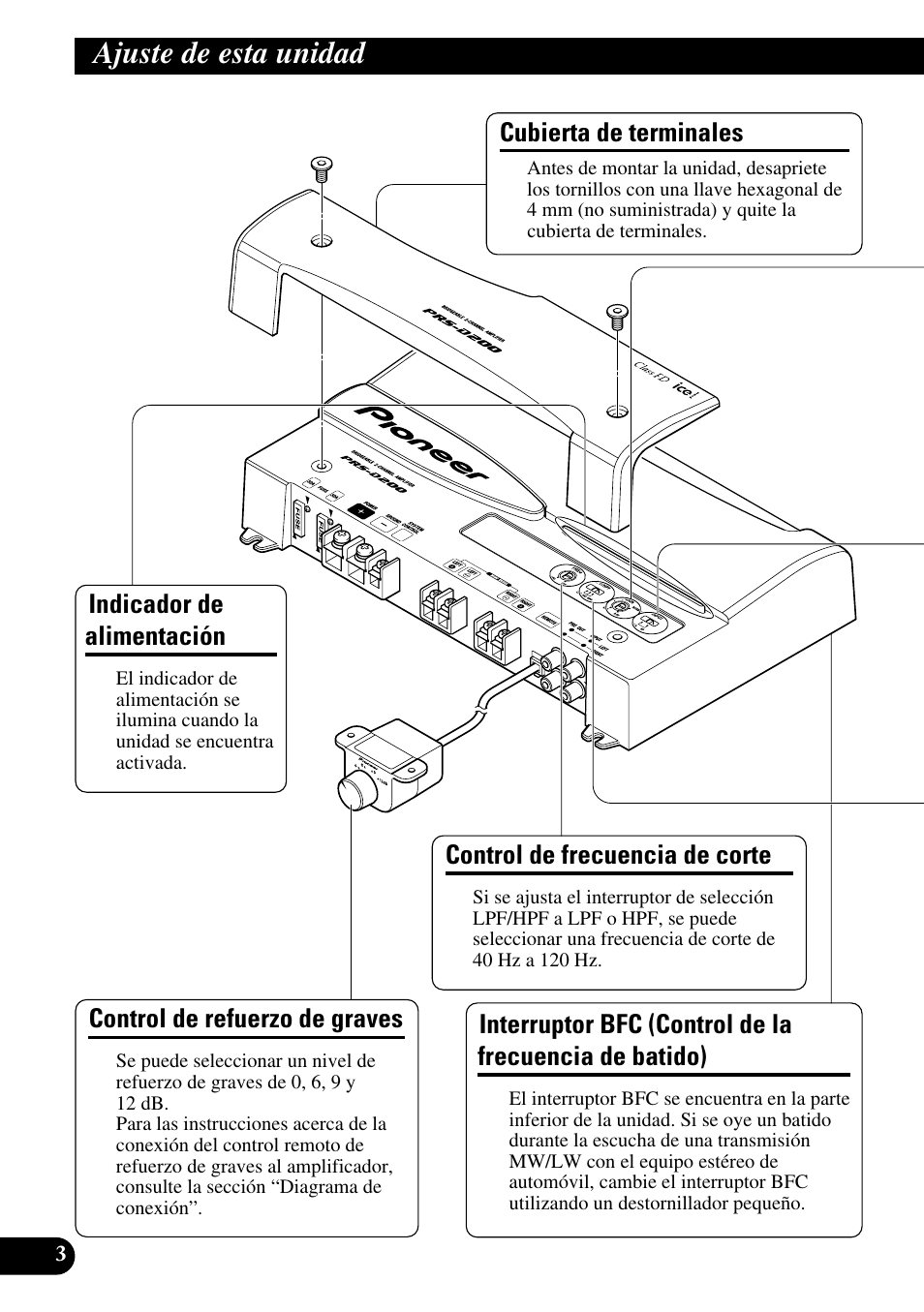 Ajuste de esta unidad, Control de la frecuencia de batido) | Pioneer PRS-D200 User Manual | Page 16 / 86