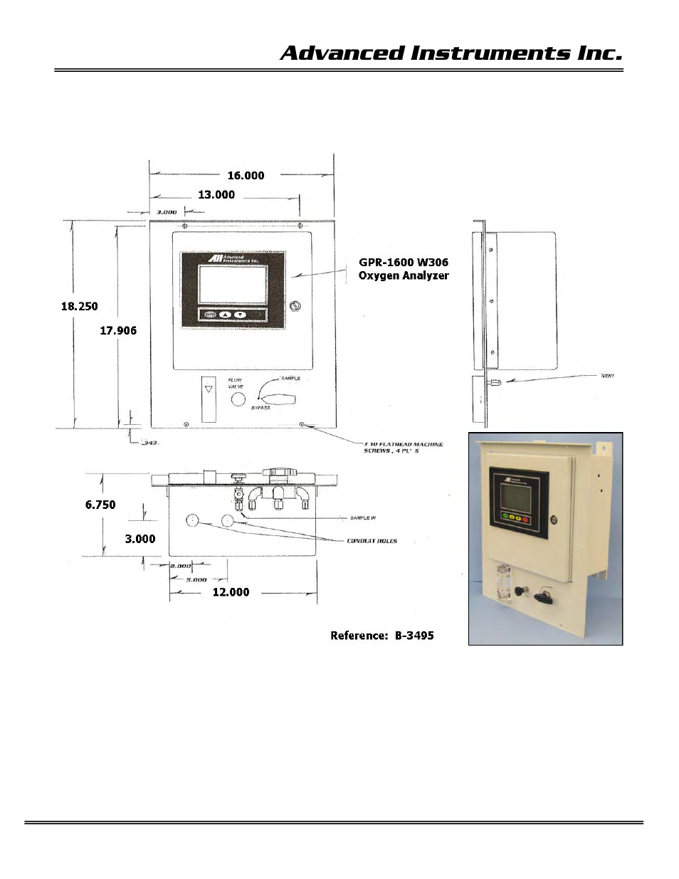 Advanced instruments inc | Analytical Industries GPR-1600 Series Trace PPB Oxygen Analyzer User Manual | Page 16 / 55