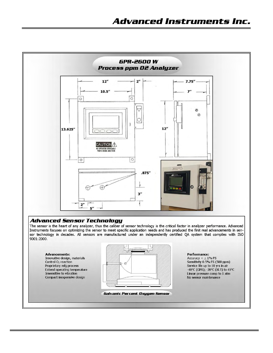 Advanced instruments inc | Analytical Industries GPR-2600 Series Oxygen Analyzer User Manual | Page 10 / 52