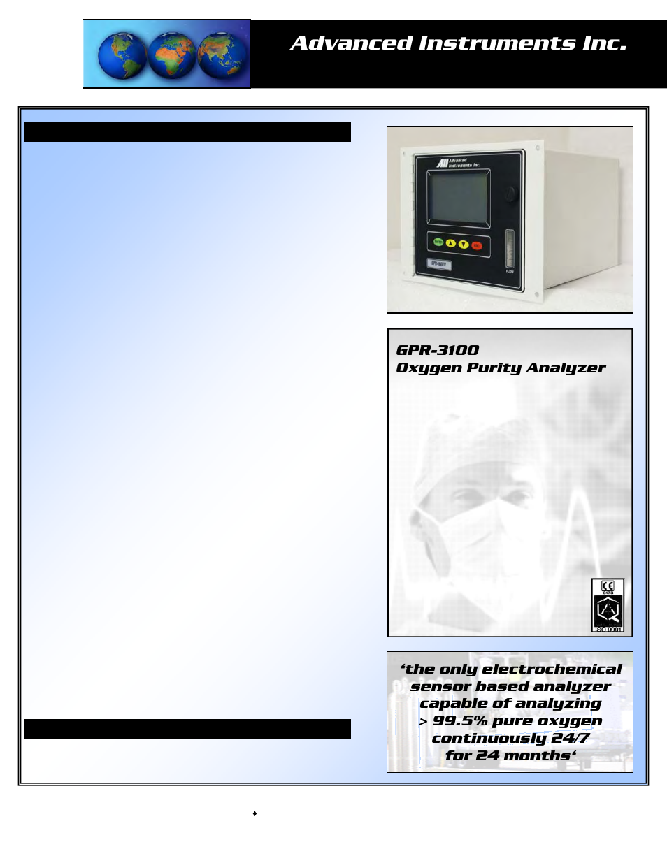 Advanced instruments inc, Gpr-3100 oxygen purity analyzer | Analytical Industries GPR-3100 Series Oxygen Purity Analyzer User Manual | Page 7 / 45