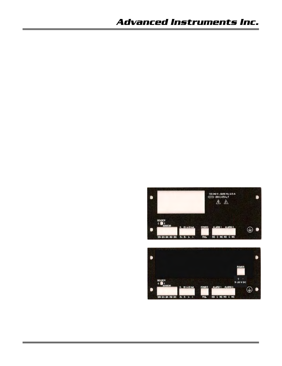 Advanced instruments inc, Gas connections, Electrical connections | Analytical Industries GPR-1900 Series Trace PPB Oxygen Analyzer User Manual | Page 13 / 41