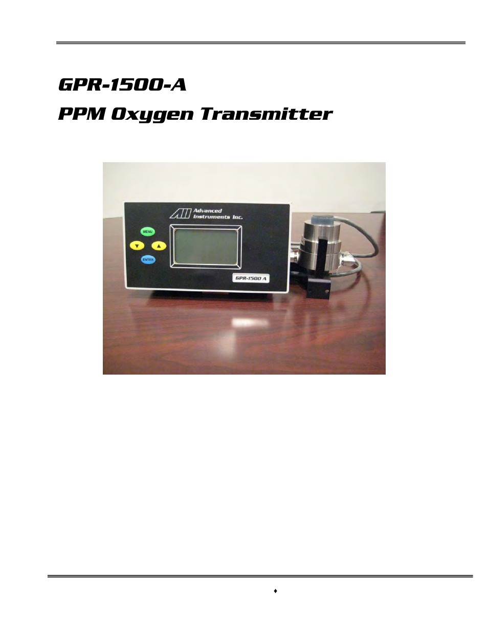 Analytical Industries GPR-1500 A Series Trace PPM Oxygen Analyzer User Manual | 51 pages