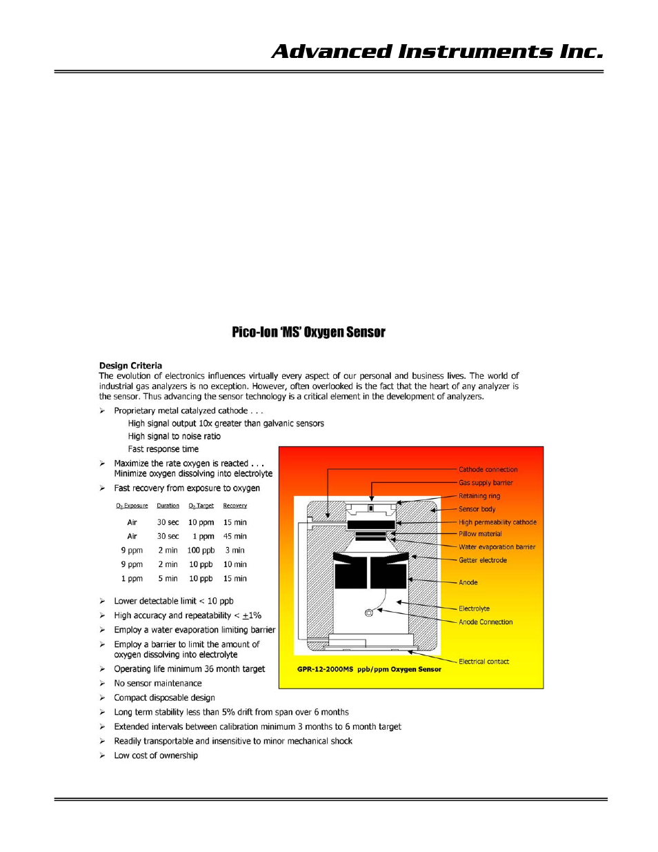 5 operation, Advanced instruments inc | Analytical Industries GPR-15 AXP Trace PPM Oxygen Analyzer User Manual | Page 10 / 39