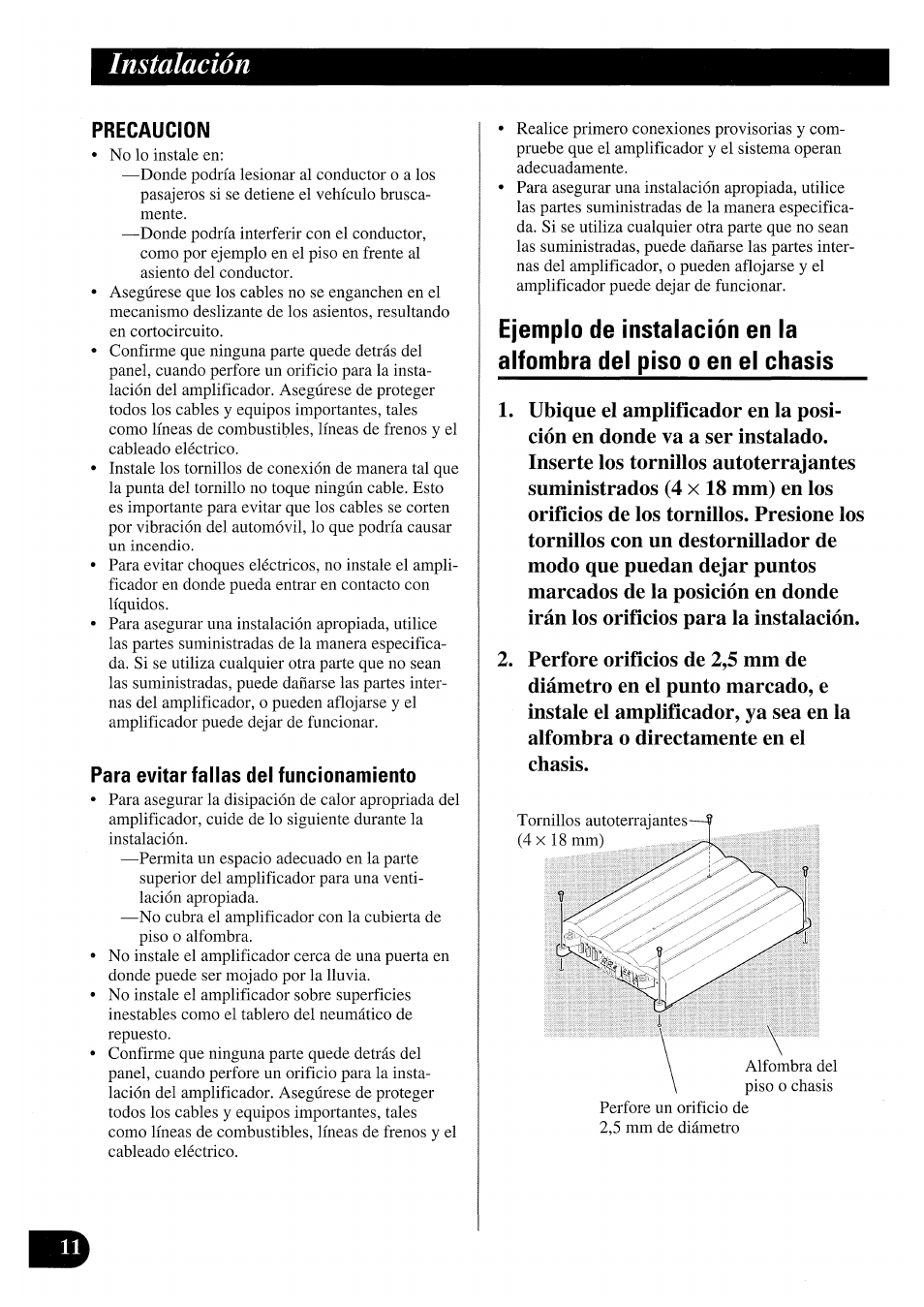 Instalación | Pioneer PRS-X220 User Manual | Page 24 / 88