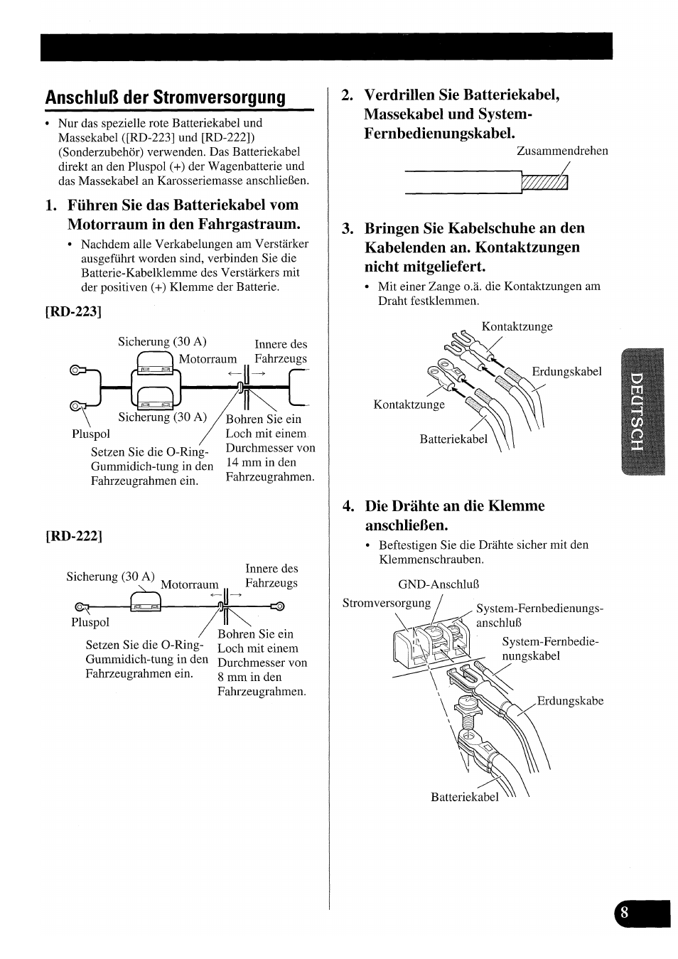 Anschluß der stromversorgung | Pioneer PRS-X220 User Manual | Page 35 / 88