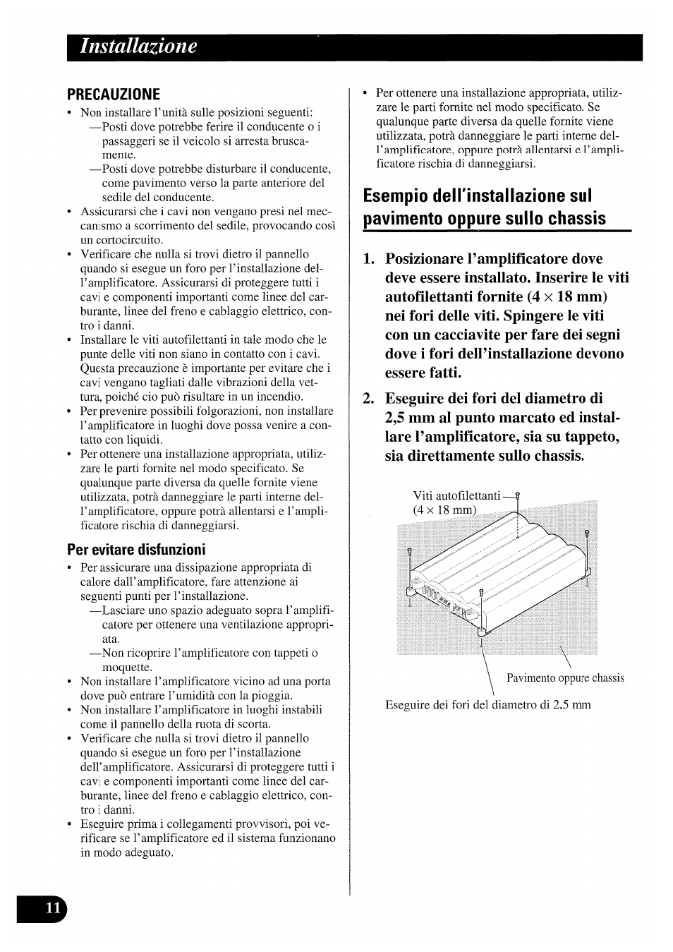 Installazione | Pioneer PRS-X220 User Manual | Page 66 / 88