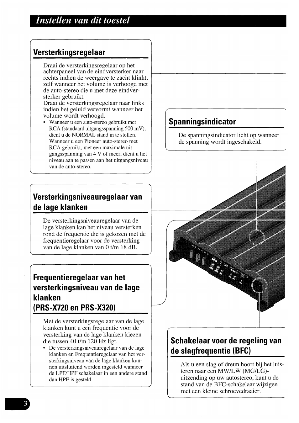 Instellen van dit toestel | Pioneer PRS-X220 User Manual | Page 72 / 88