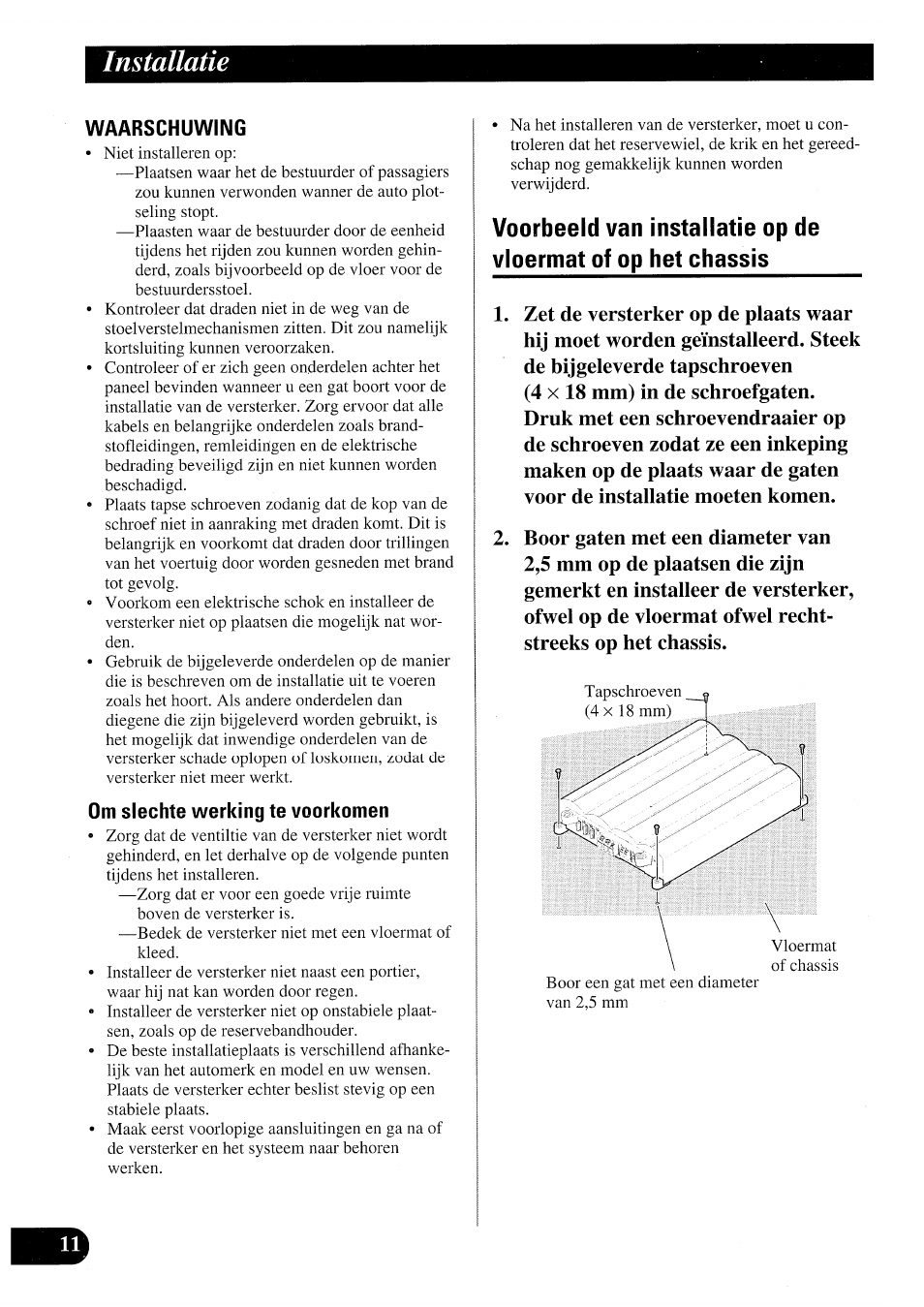 Installatie | Pioneer PRS-X220 User Manual | Page 80 / 88
