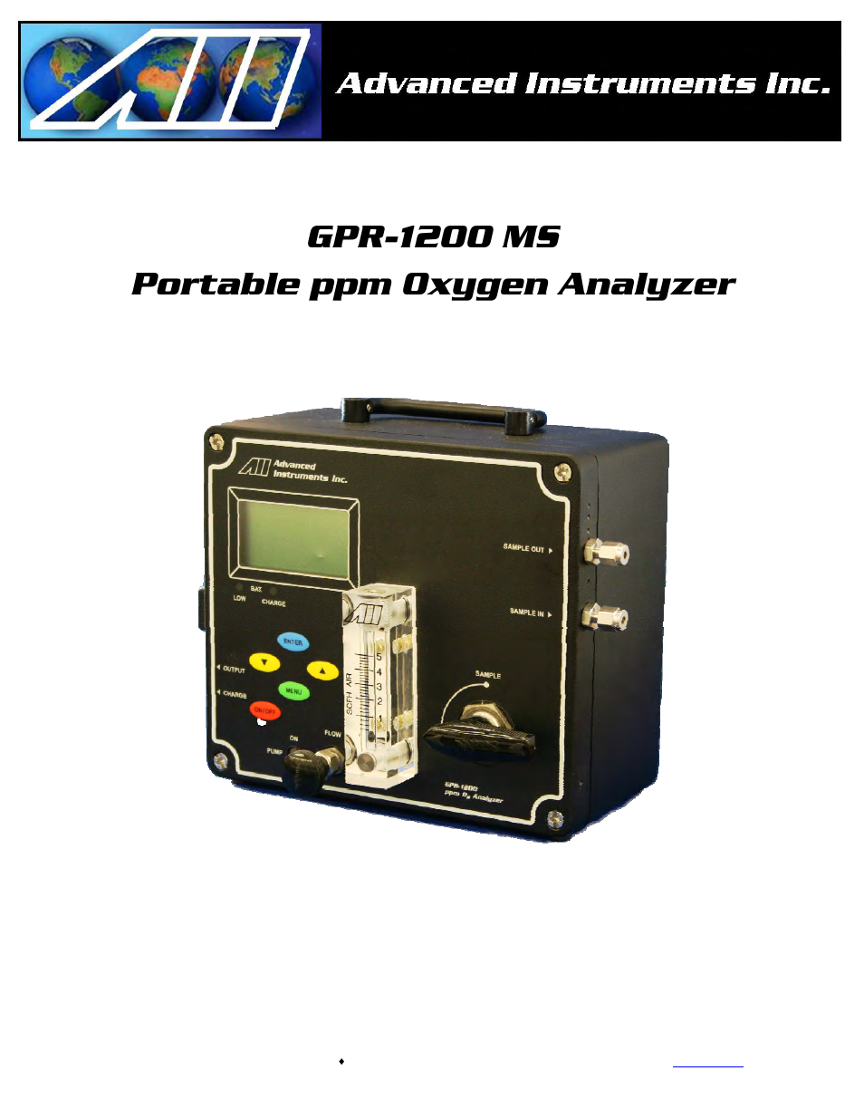 Analytical Industries GPR-1200 MS ATEX Portable PPB Oxygen Analyzer User Manual | 32 pages