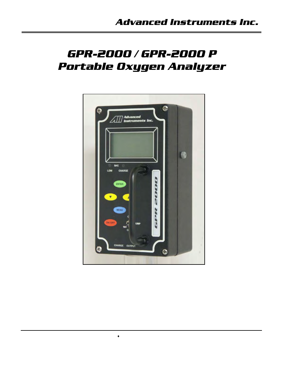 Analytical Industries GPR-2000 ATEX Portable Oxygen Analyzer User Manual | 35 pages