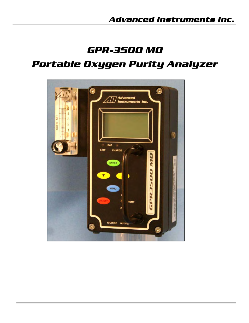 Analytical Industries GPR-3500 MO Portable Oxygen Analyzer User Manual | 32 pages