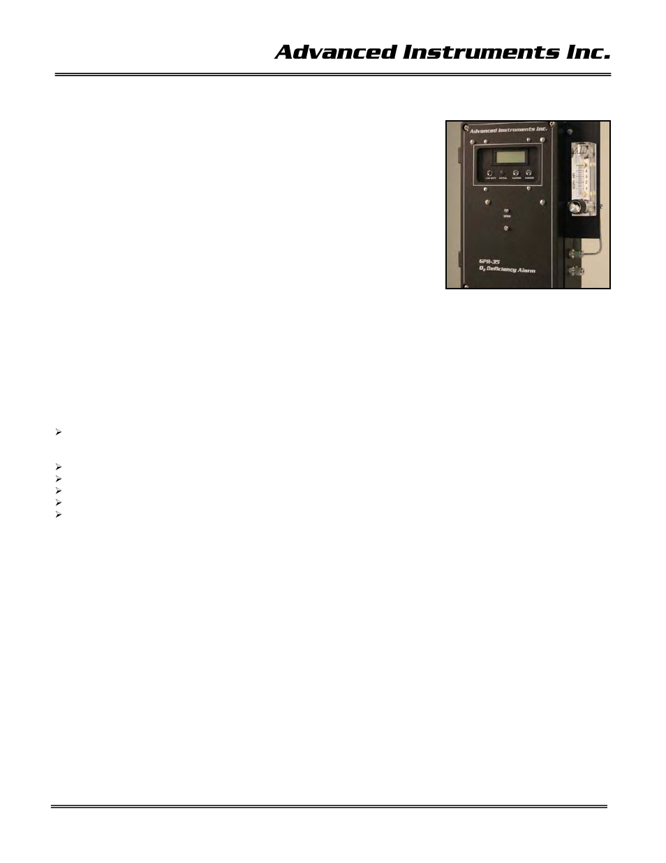 Advanced instruments inc, Recommended safety checklist | Analytical Industries GPR-35 Oxygen Analyzer User Manual | Page 23 / 32