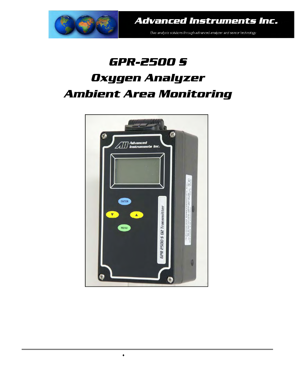 Analytical Industries GPR-2500 S Oxygen Analyzer User Manual | 40 pages