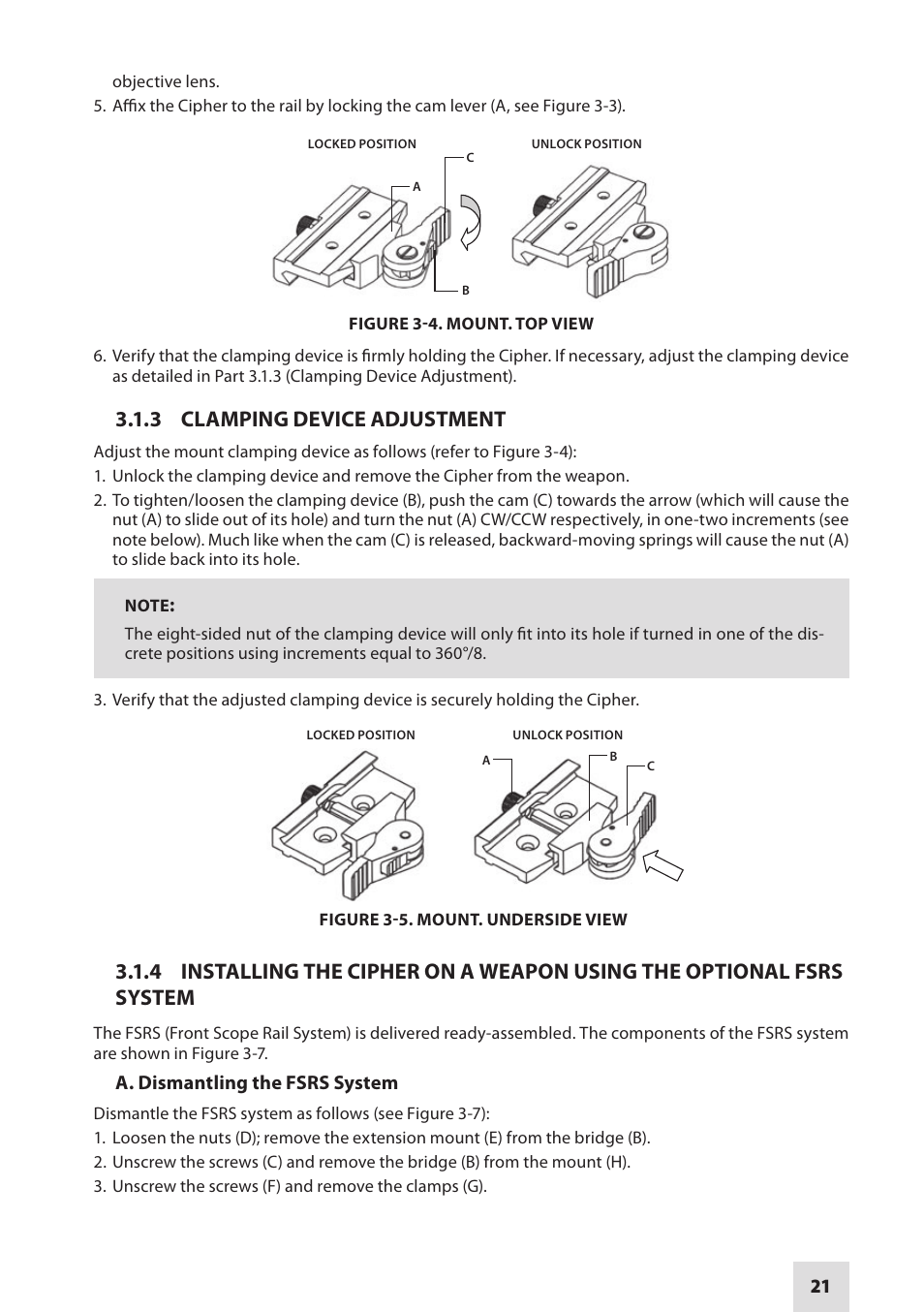 3 clamping device adjustment | Armasight DACCIPHBB01NTS1 Cipher Digital Night Vision Clip-on System User Manual | Page 21 / 44