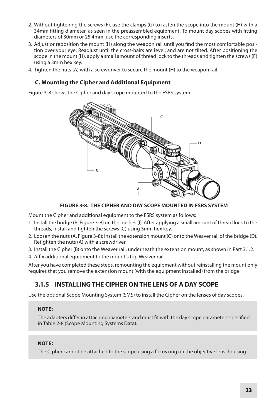 5 installing the cipher on the lens of a day scope | Armasight DACCIPHBB01NTS1 Cipher Digital Night Vision Clip-on System User Manual | Page 23 / 44