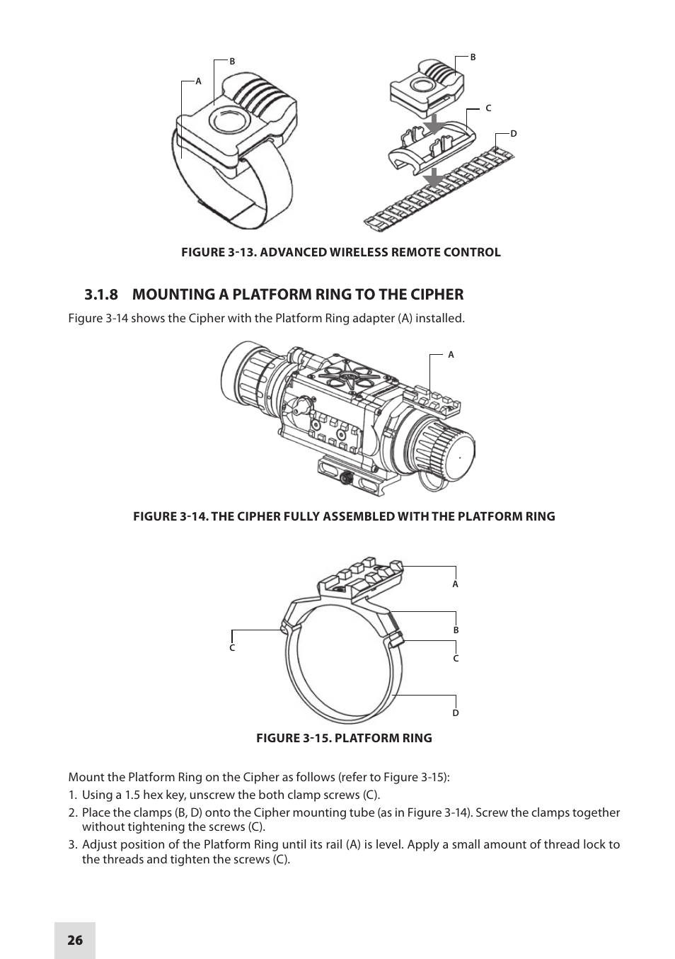 8 mounting a platform ring to the cipher | Armasight DACCIPHBB01NTS1 Cipher Digital Night Vision Clip-on System User Manual | Page 26 / 44