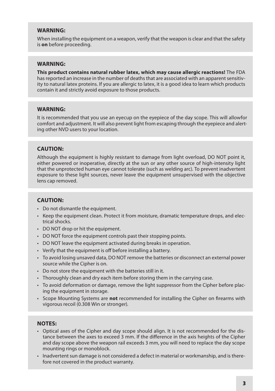 Armasight DACCIPHBB01NTS1 Cipher Digital Night Vision Clip-on System User Manual | Page 3 / 44