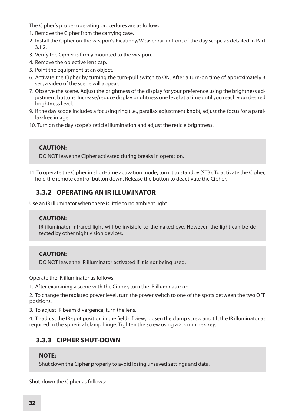 Armasight DACCIPHBB01NTS1 Cipher Digital Night Vision Clip-on System User Manual | Page 32 / 44