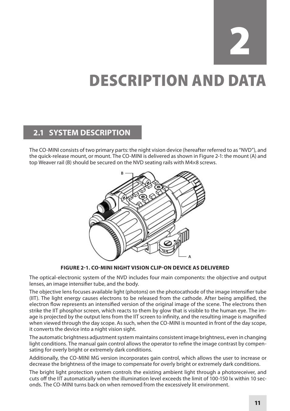 Description and data | Armasight NSCCOMINI139DA1 CO-Mini GEN 3+ Alpha MG Night Vision Mini Clip-On System User Manual | Page 11 / 40
